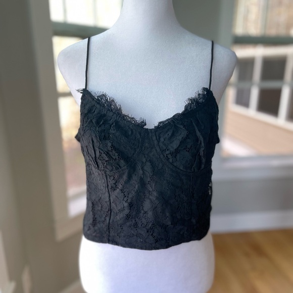 SHEIN Tops - SHEIN Black Lace Mesh Going Out Top Cami Tank Top